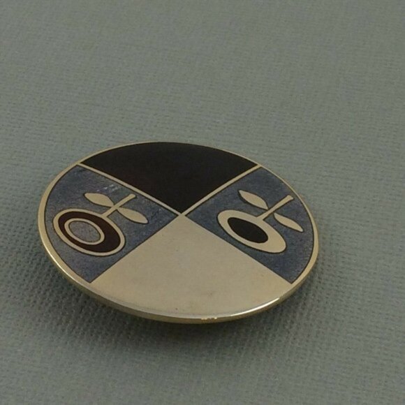 De Passille Sylvestre Enamel Modernist MCM Flower Brooch Pin Vtg Quebec - Picture 11 of 12